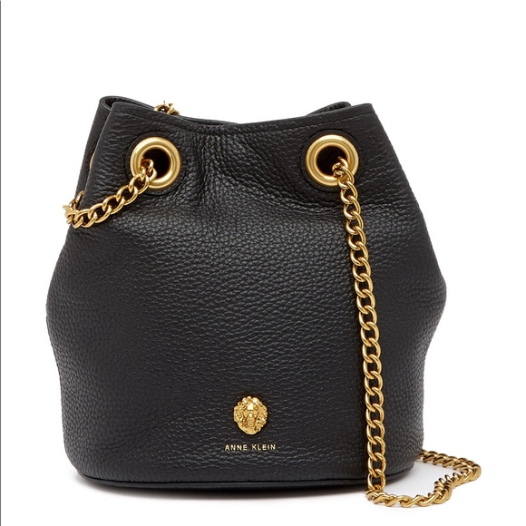 Anne Klein Handbags - Anne Klein Chain Bucket Black Leather Shoulder Bag